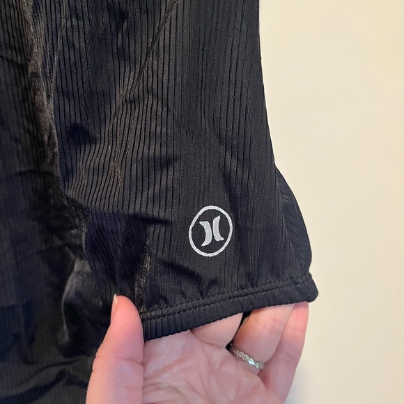 Women’s Hurley Black Ribbed One Piece Swimsuit - Picture 3 of 6